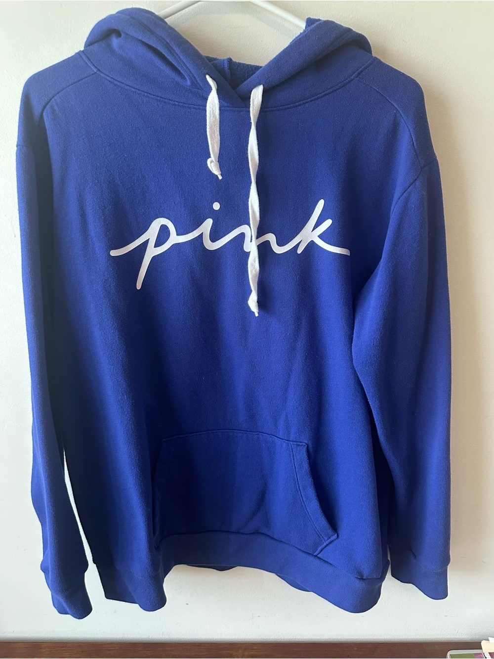 Victorias Secret Pink Dark Purple Pullover Hoodie White Logo S